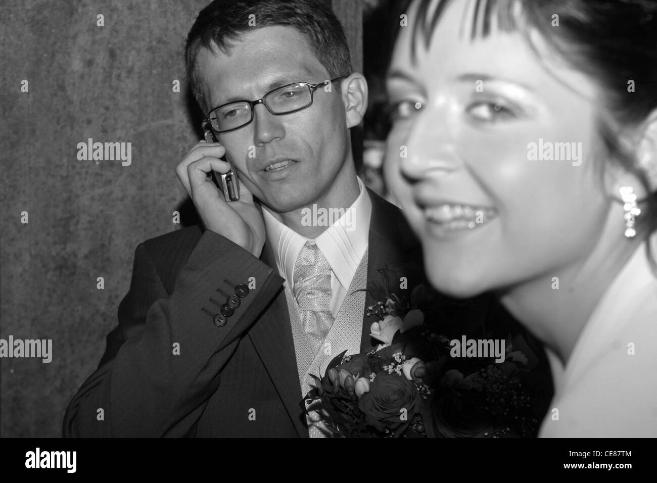 wedding pair - calling Stock Photo