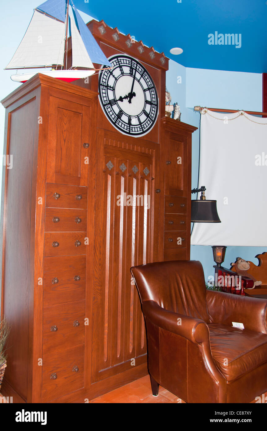 Dresser with clock Stock Photo Alamy
