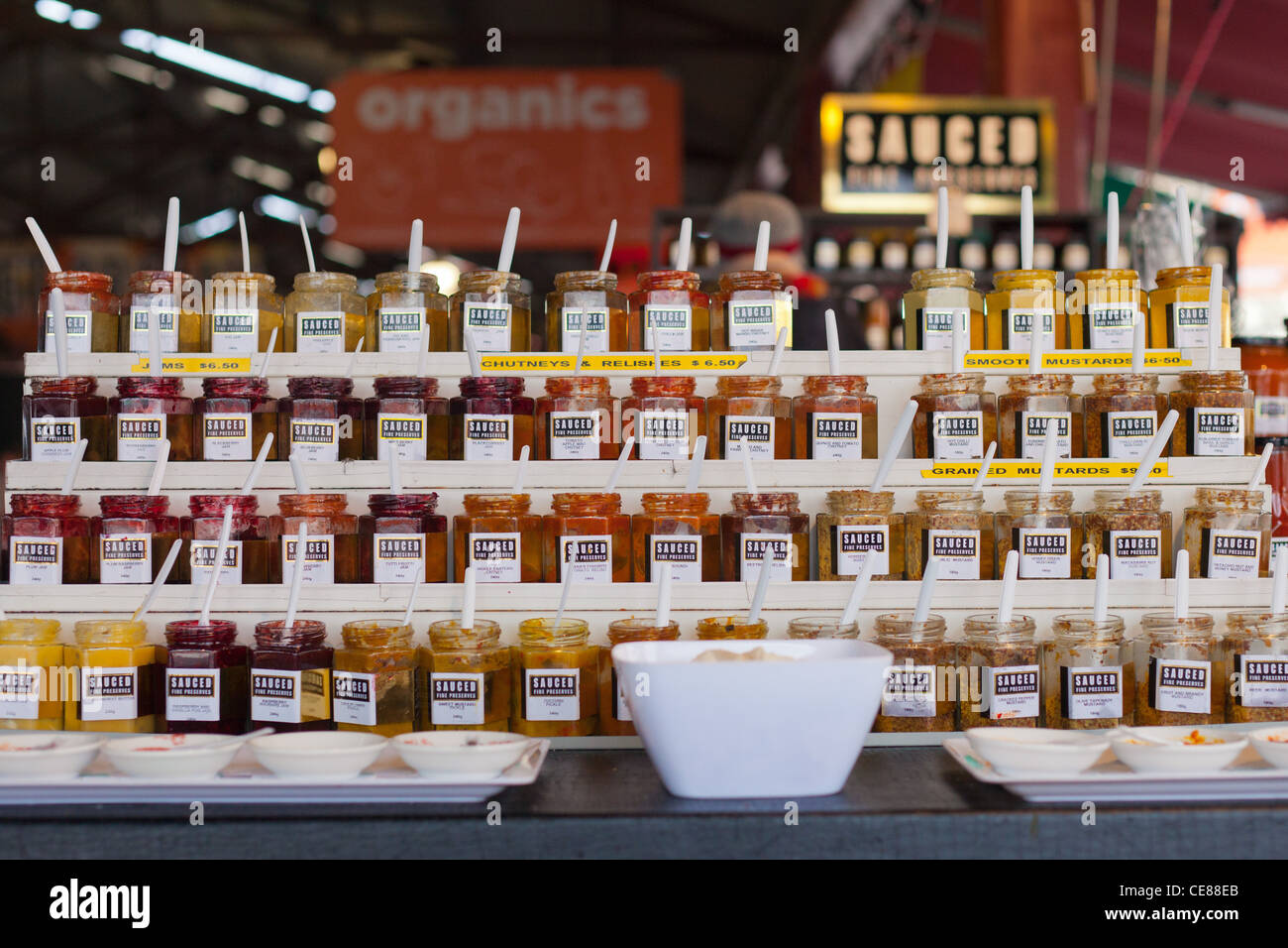 Jams, chutney and preserves in the Victoria Market Melbourne Australia