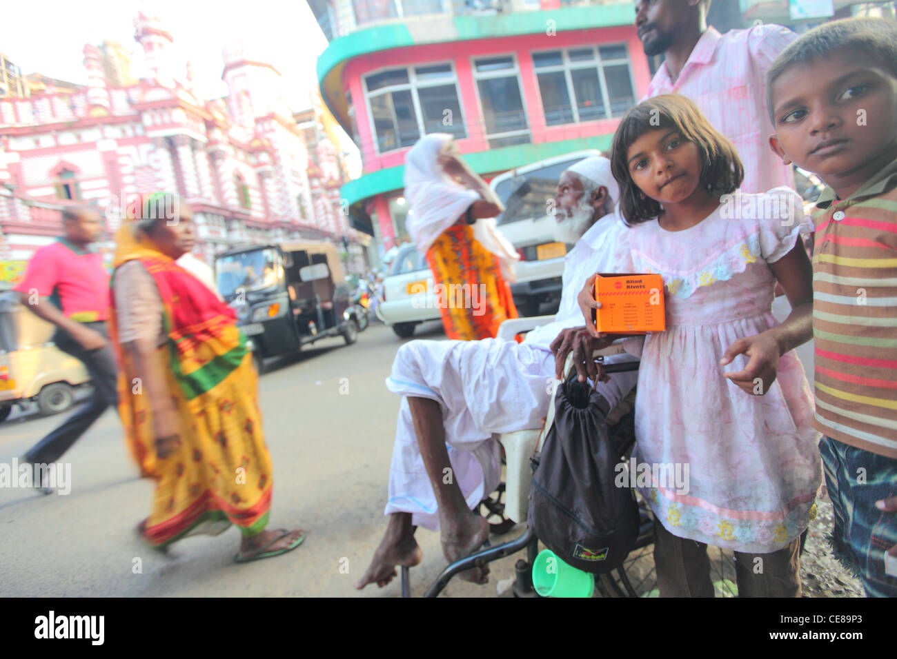 Sri Lanka, Colombo, Pettah area, traffic, living urban area, near Main street, shopping, area, shop Stock Photo