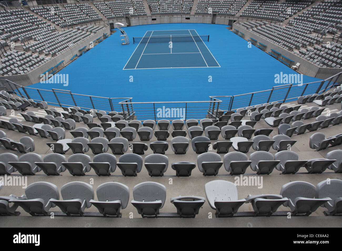 General View of Hard Tennis Court Stock Photo