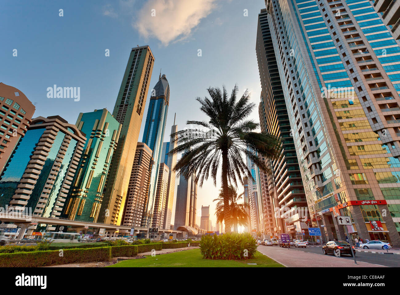 Asia, Arabia, Dubai Emirate, Dubai, Sheikh Zayed Road Stock Photo