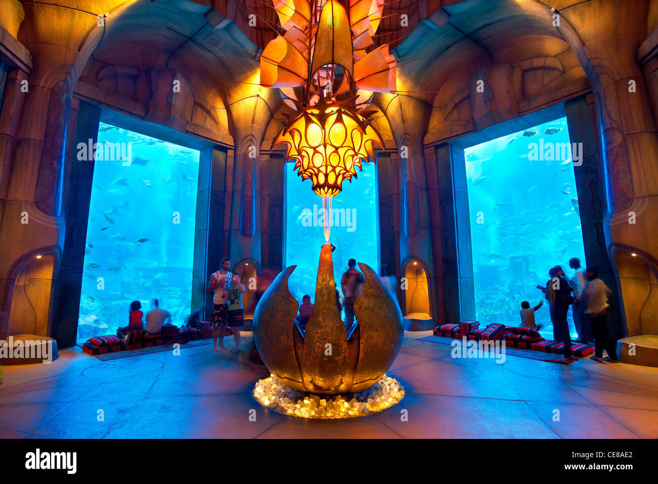 Dubai, Aquarium in the Atlantis The Palm Resort in Dubai Stock Photo
