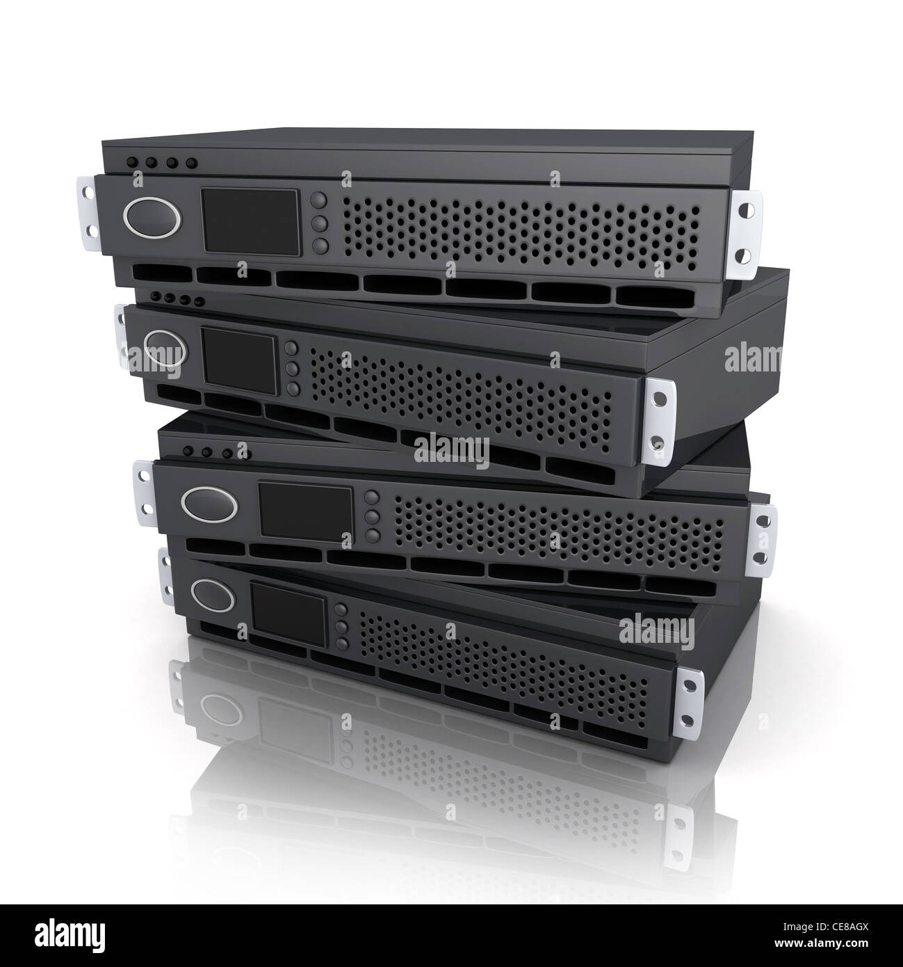 Four server unit (done in 3d, white background) Stock Photo