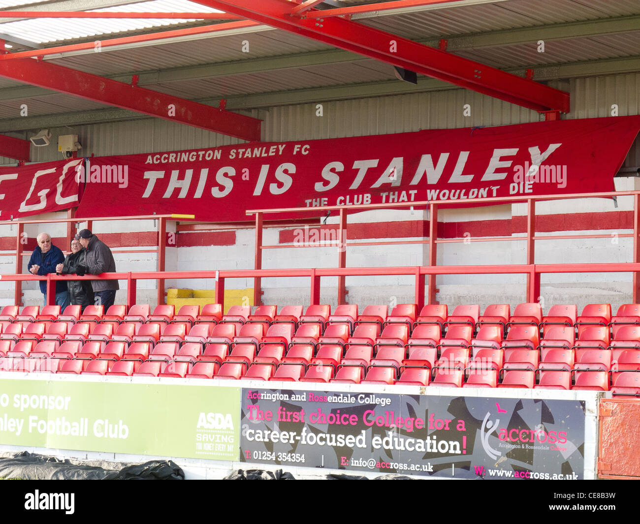 Soccer fans and seats at Accrington Stanley Football club Stock Photo