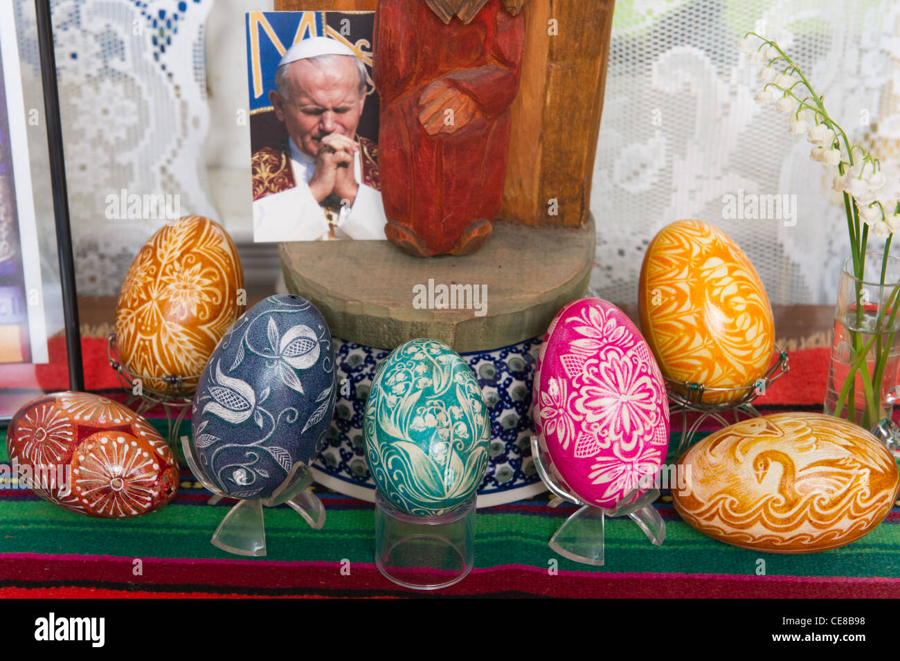 Pisanki or Polish decorated eggs Stock Photo