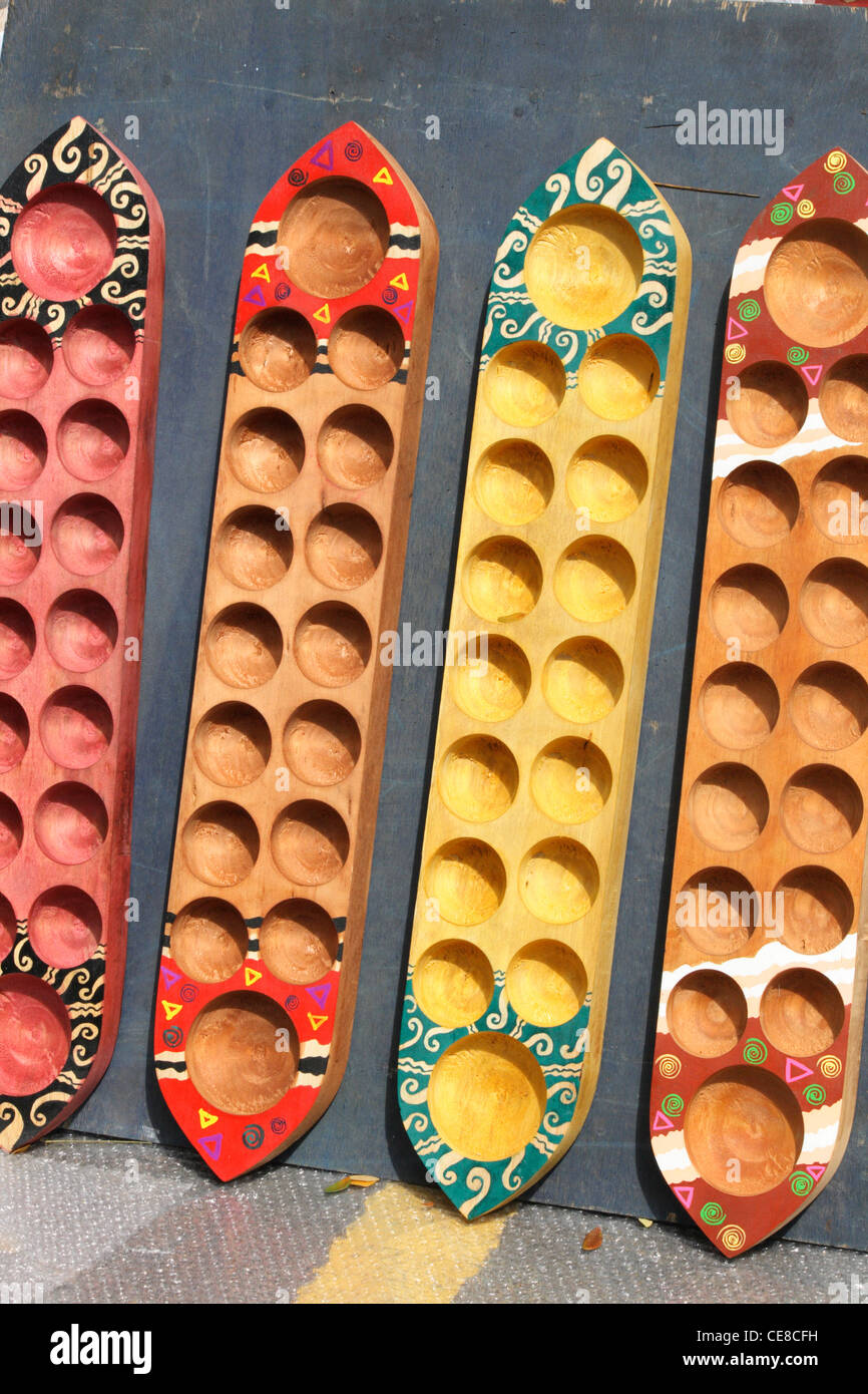 congkak boards, a Malaysian traditional game Stock Photo