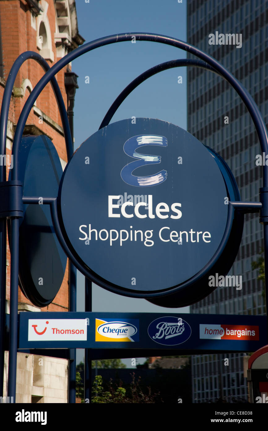 Eccles Shopping Centre Sign Manchester Stock Photo