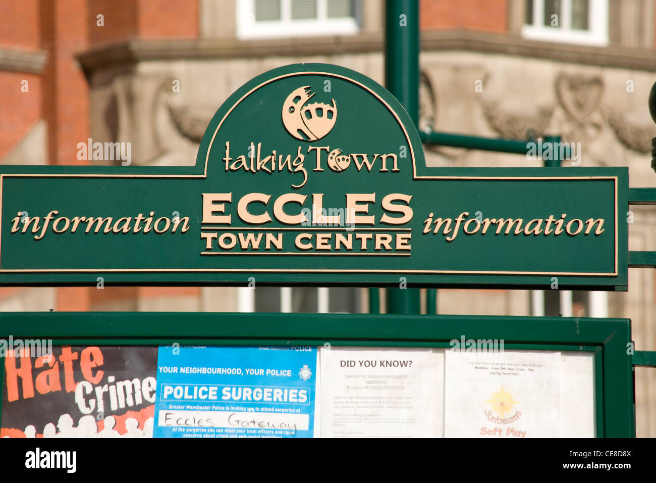 Eccles town centre sign, Manchester Stock Photo