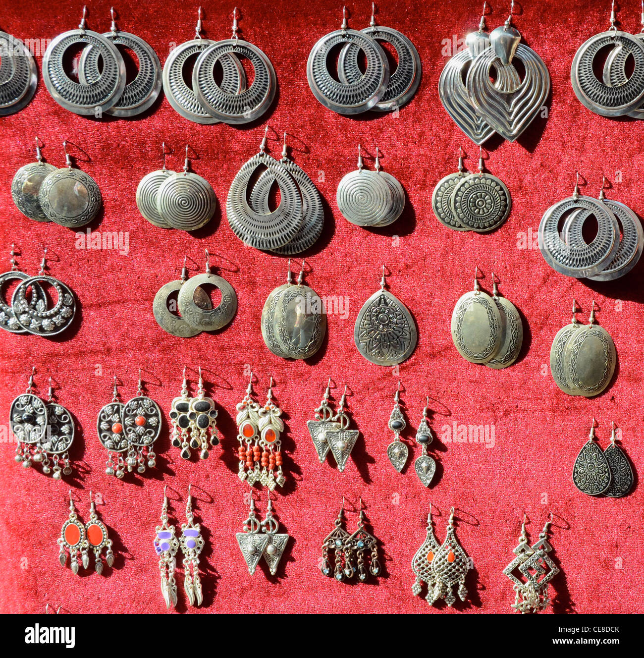 Silver earrings, Morocco Stock Photo Alamy