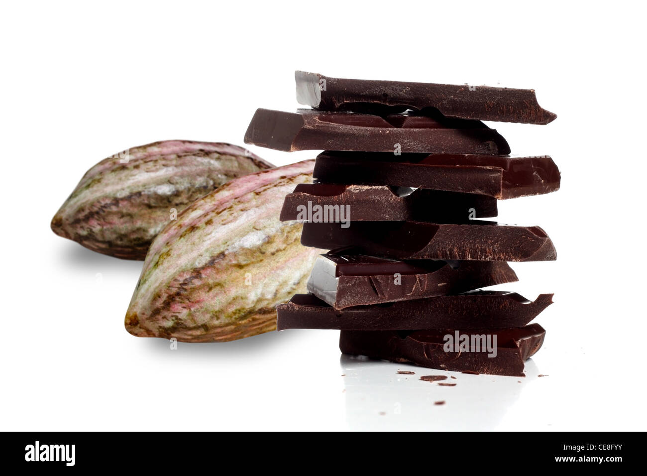 Cocoa fruit and dark chocolate Stock Photo Alamy