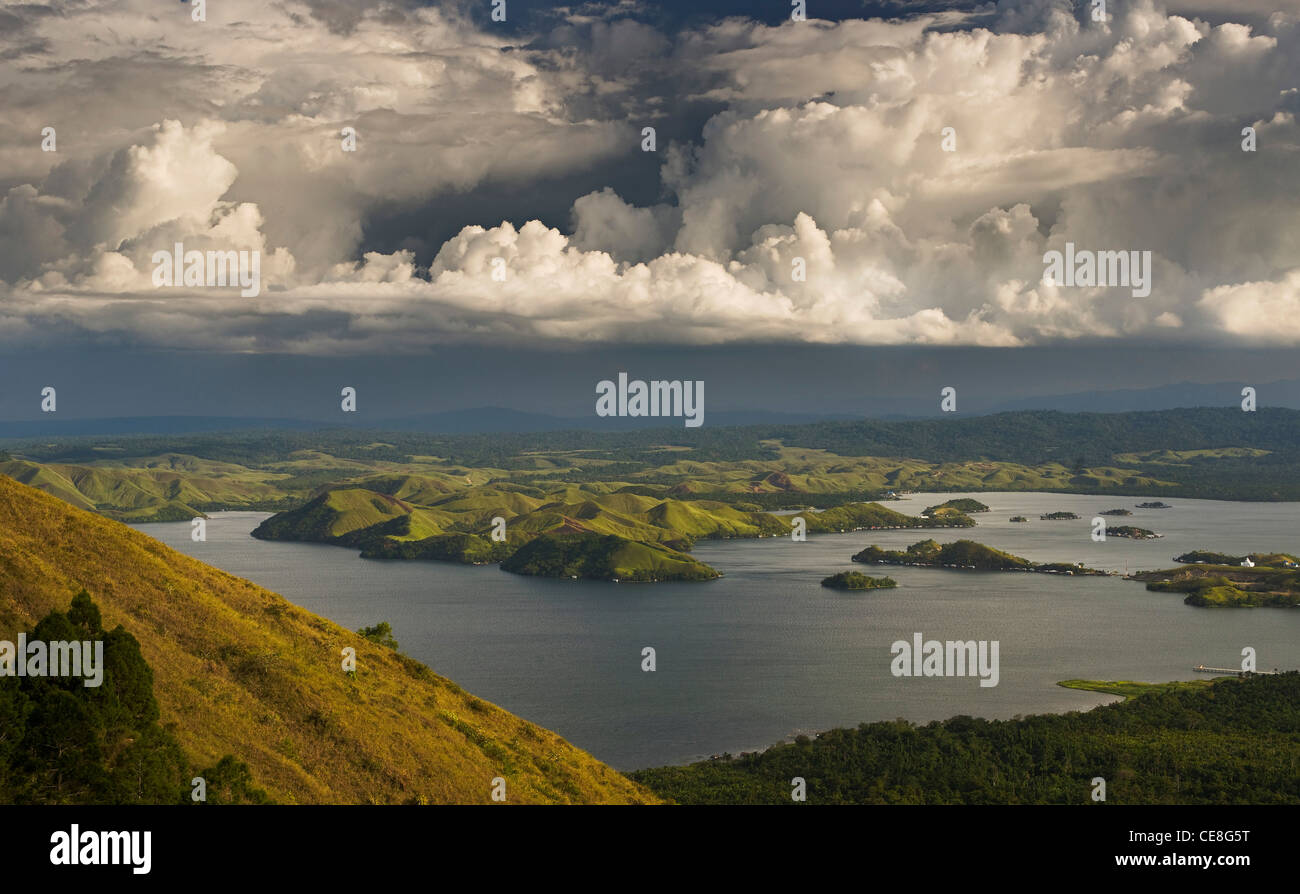 Dramatic clouds over lake Sentani, West Papua, Indonesia Stock Photo