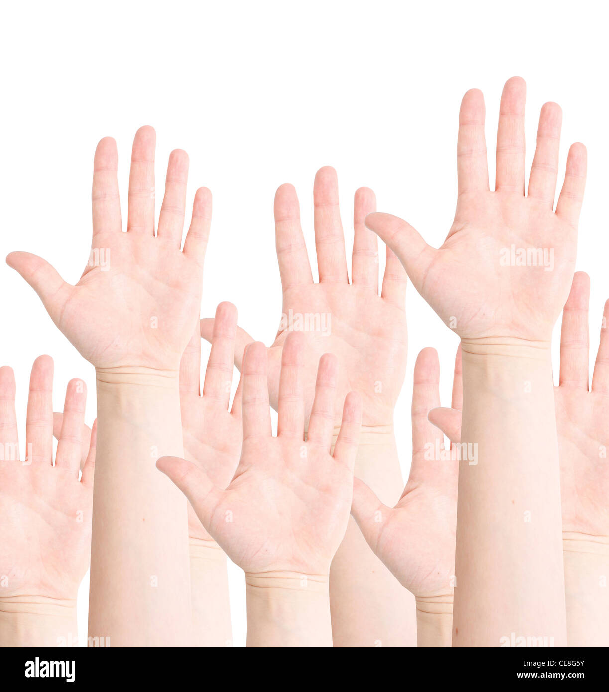 Business people hands raised hi-res stock photography and images - Alamy