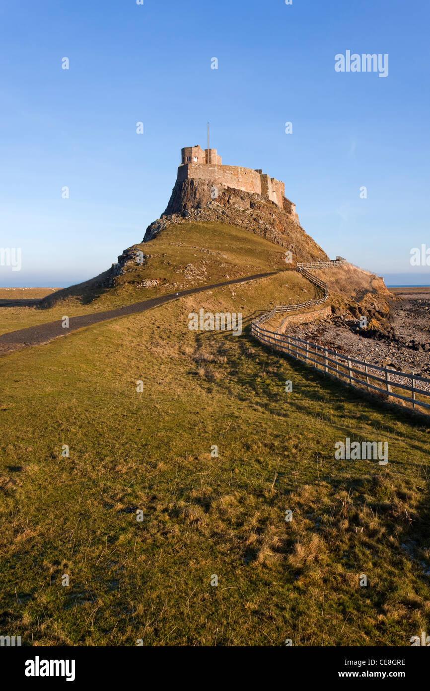 Lindisfarne Castle is a 16th-century castle located on Holy Island, near Berwick-upon-Tweed, Northumberland, Stock Photo