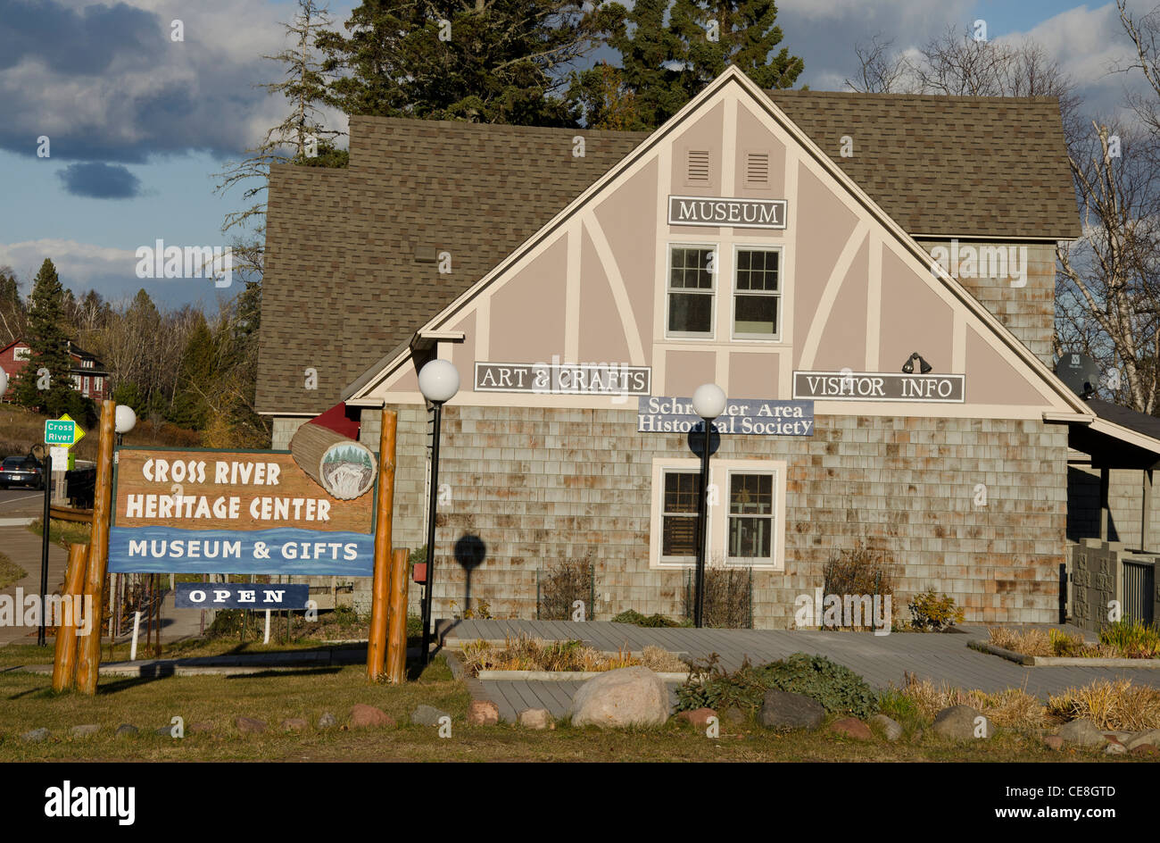 The Cross River Heritage Center in Schroeder, Minnesota Stock Photo