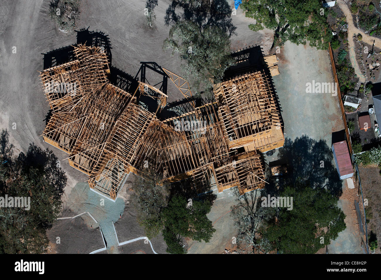 aerial photograph wood residential construction Sonoma County, California Stock Photo