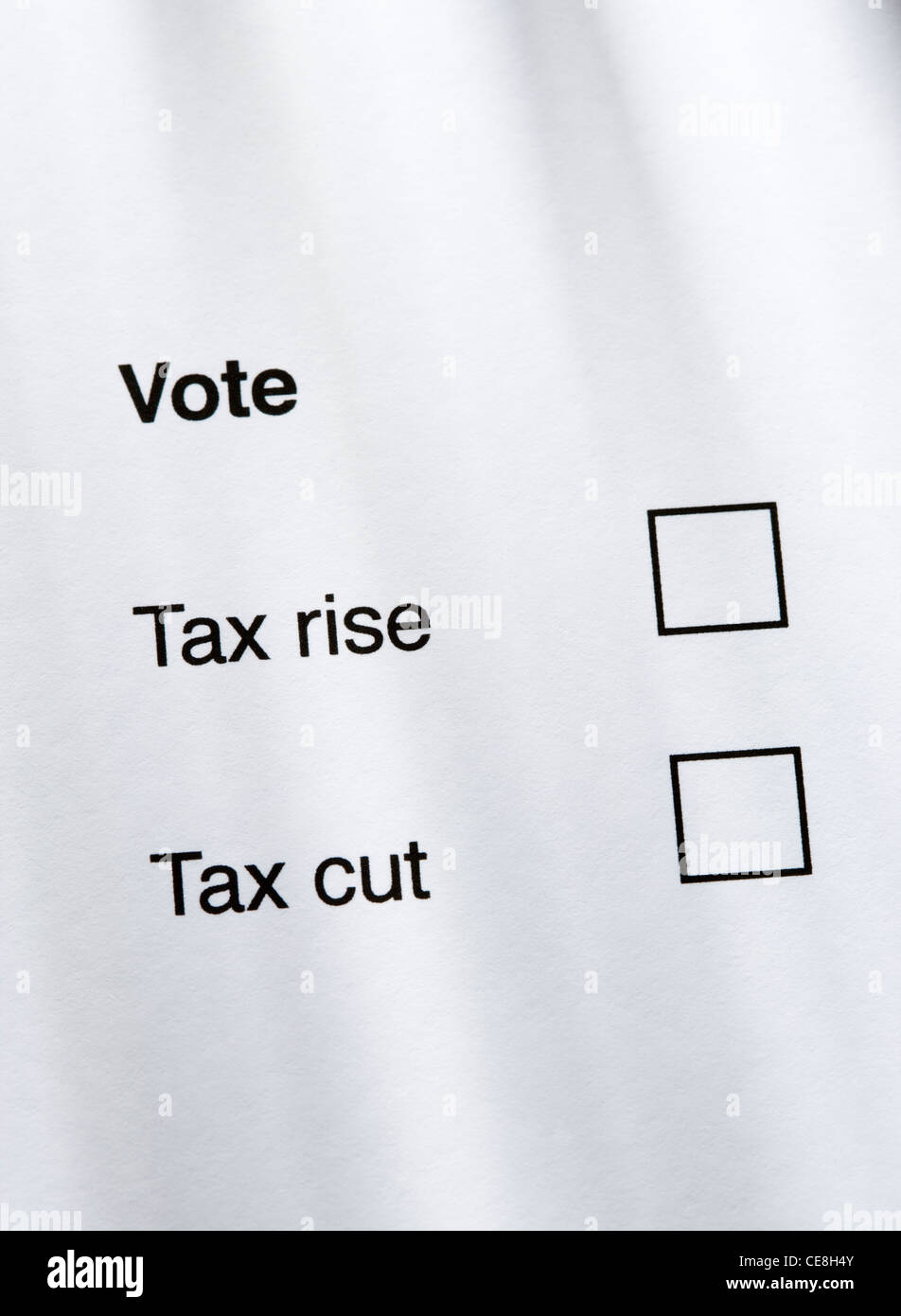 Tax rise or tax cut concept. Stock Photo