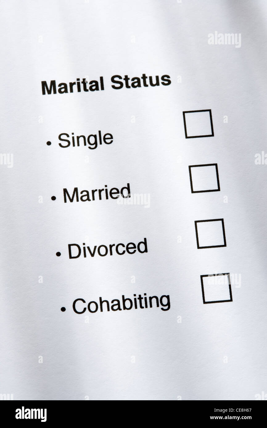 Marital Status Questionnaire Stock Photo Alamy