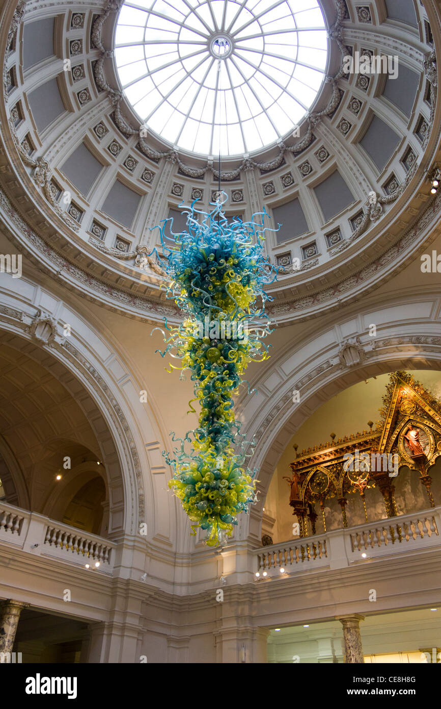 glass chandelier by Dale Chihuly, Victoria & Albert Museum, London, England, UK Stock Photo