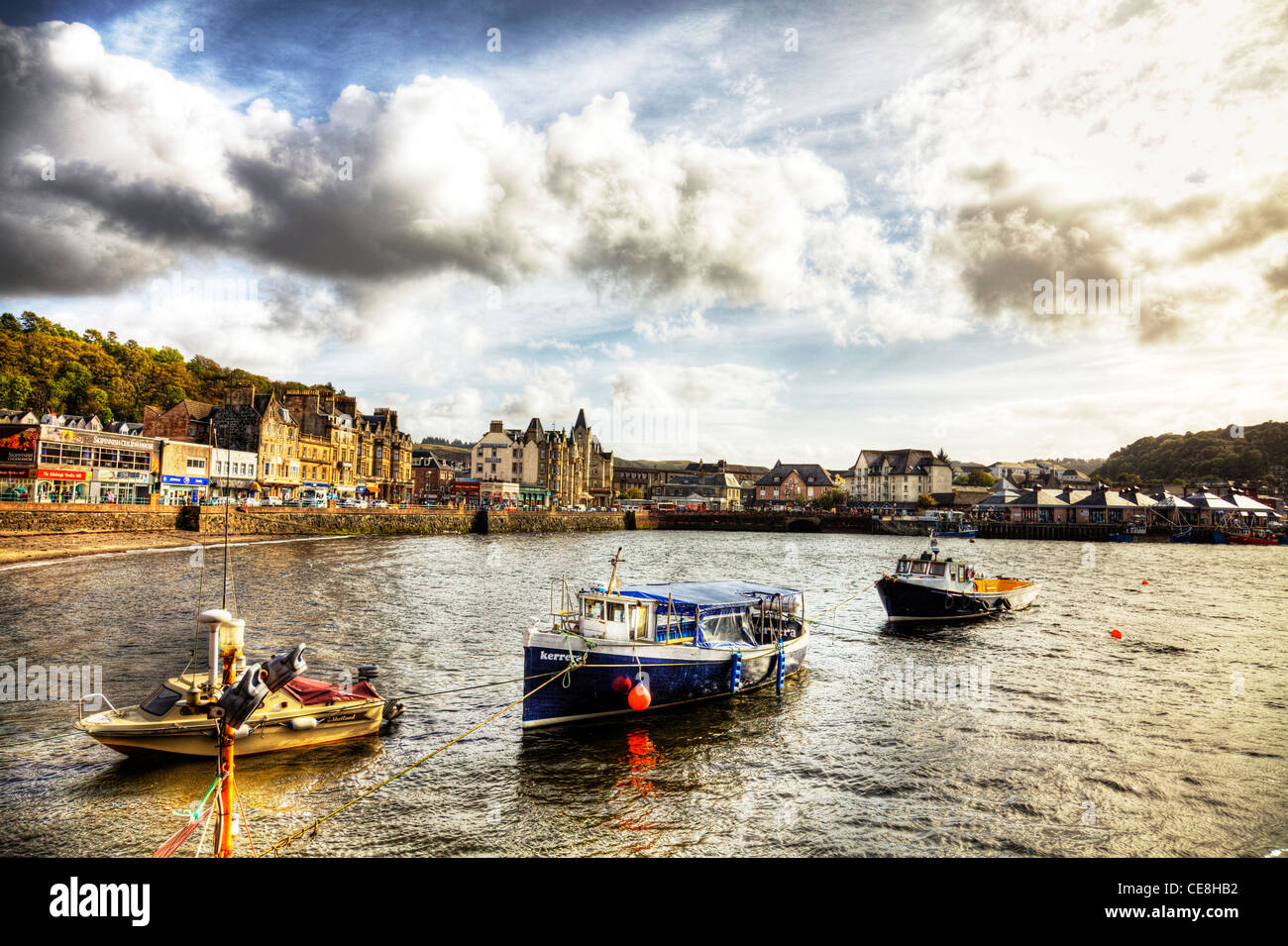 Oban, West Coast, Scotland, United Kingdom sea front harbour wall and