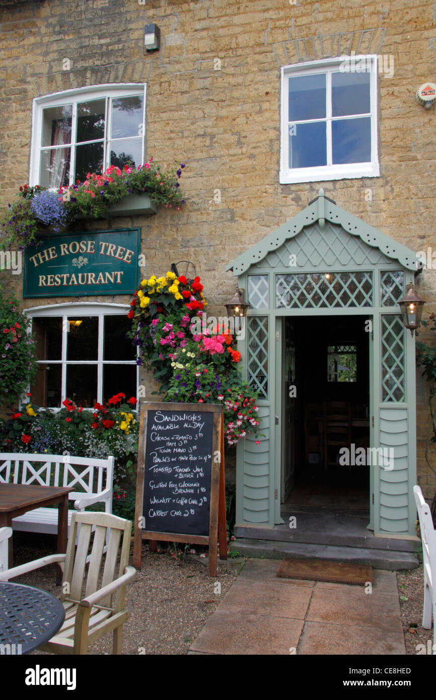 The Rose Tree Restaurant, Bourton on the Water in the Cotswolds. Stock Photo