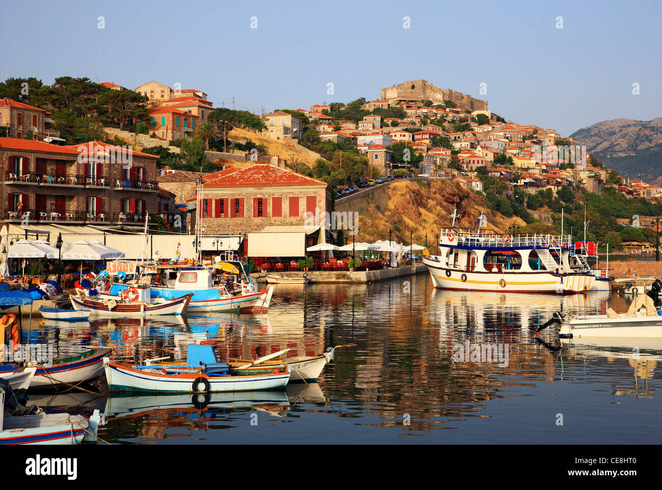 Molyvos town in Lesvos island, northern Aegean, Greece Stock Photo