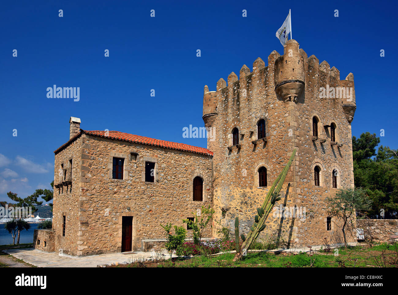 The Tower of Tzanetakis in Gythio, Peloponnese, Greece. Today it hosts the Historical and Ethnological Museum of Mani. Stock Photo