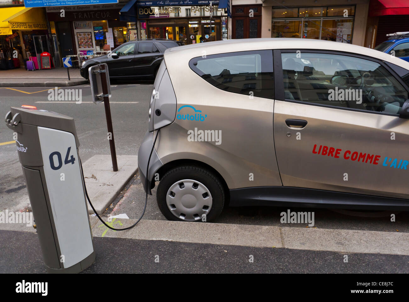 Paris, France, Autolib, Electric Car Sharing Scheme, Parked, Charging