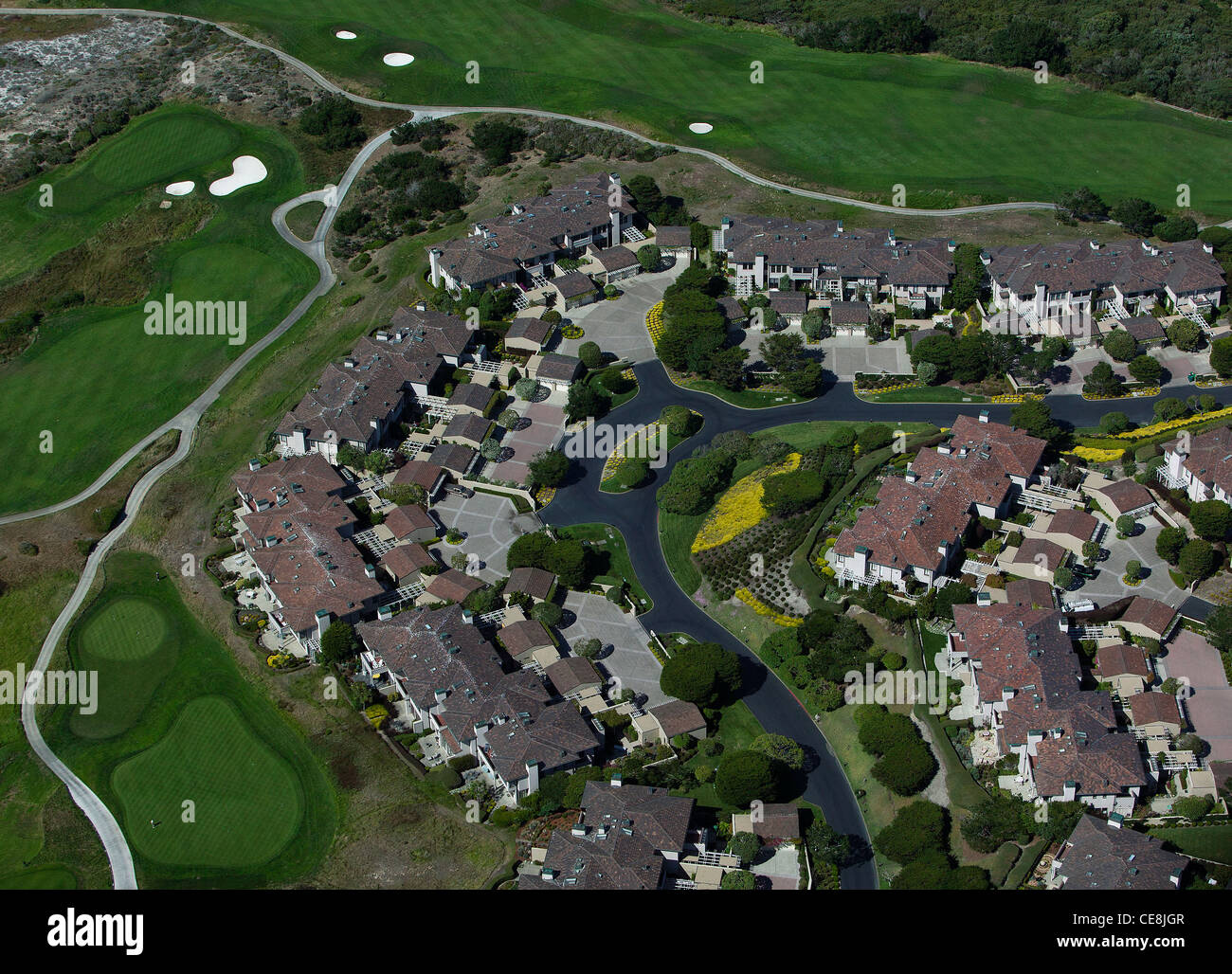 aerial photograph Spanish Bay Resort Golf Course, Monterey, California Stock Photo
