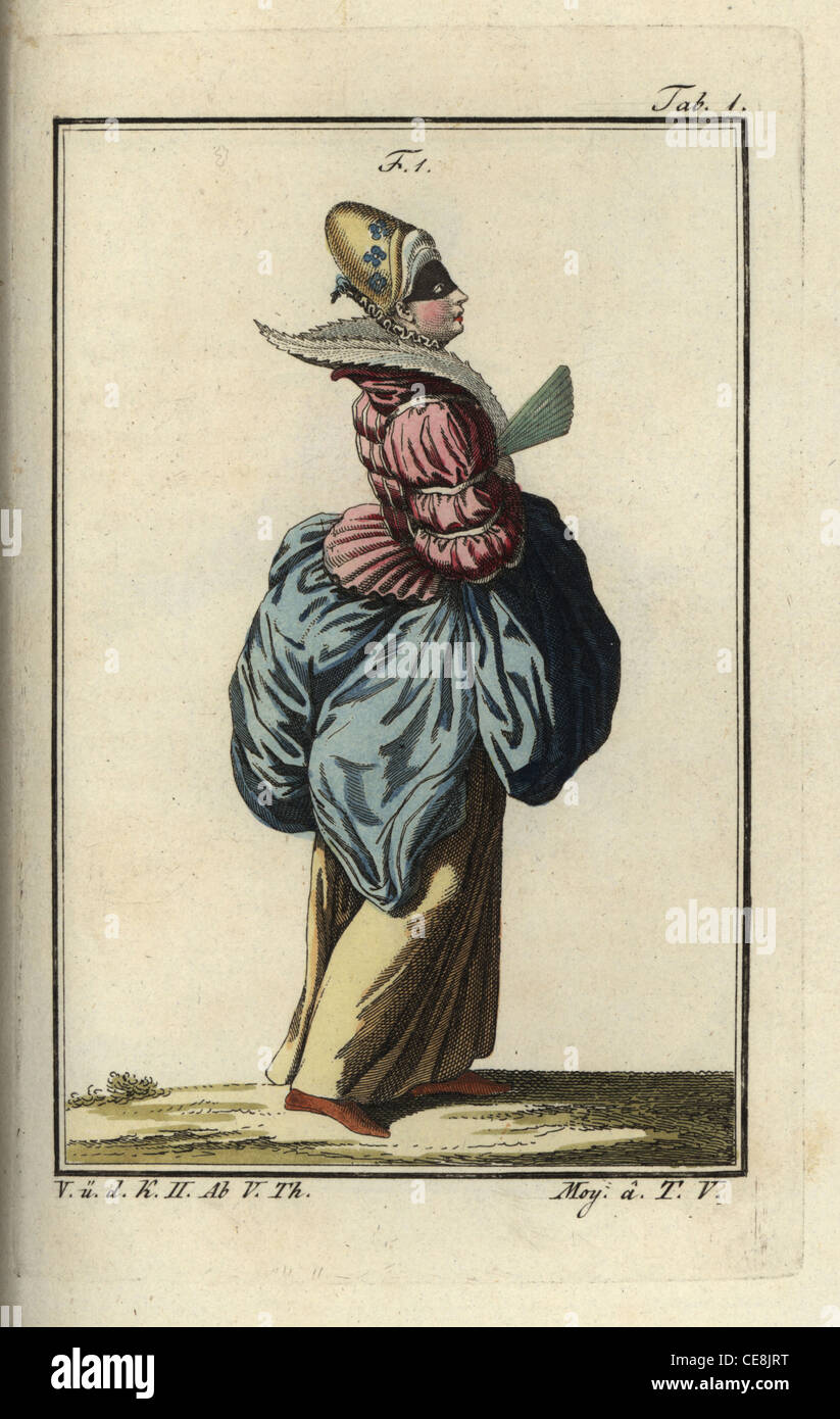 Woman of Paris wearing a mask, 1626. Stock Photo