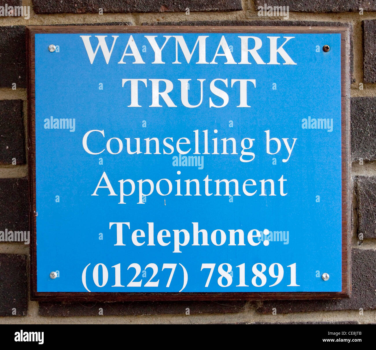 Waymark Trust Counselling Sign Stock Photo