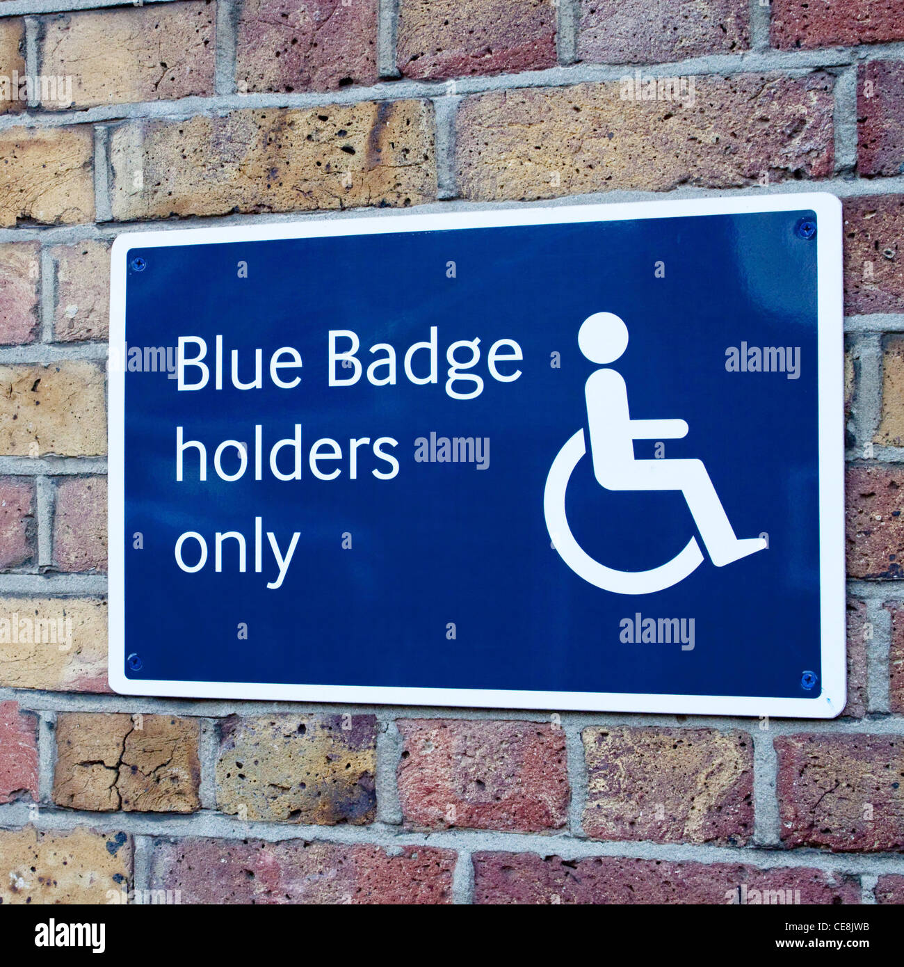 Blue Badge Holders Holder Only Sign Stock Photo