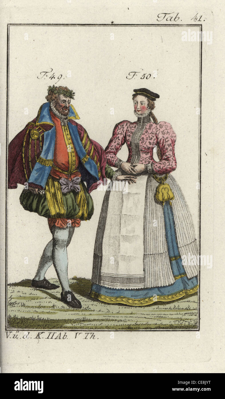 Burgher and woman of Nuremberg, 1577. Stock Photo