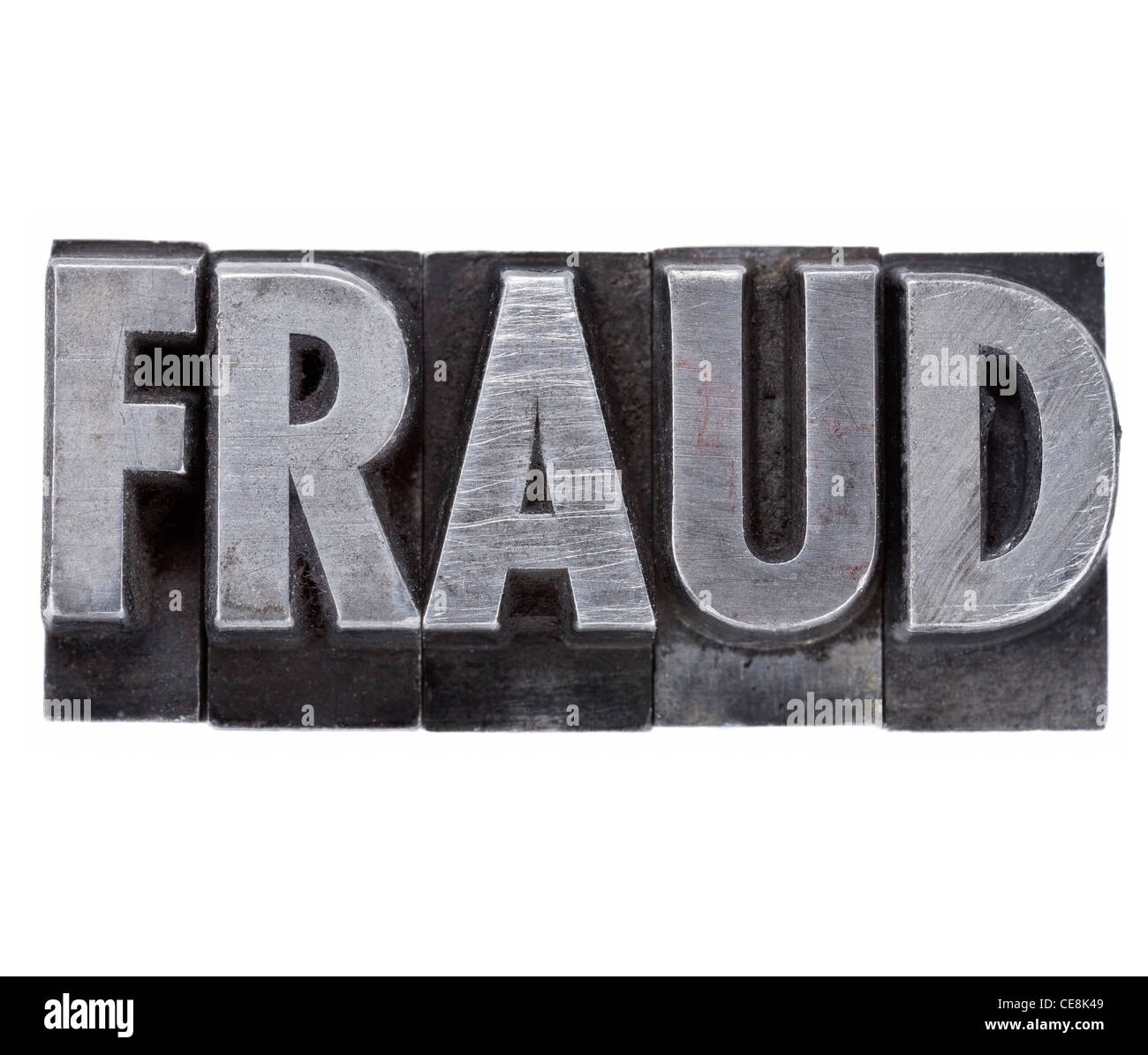 fraud - isolated word in vintage grunge metal letterpress type Stock ...