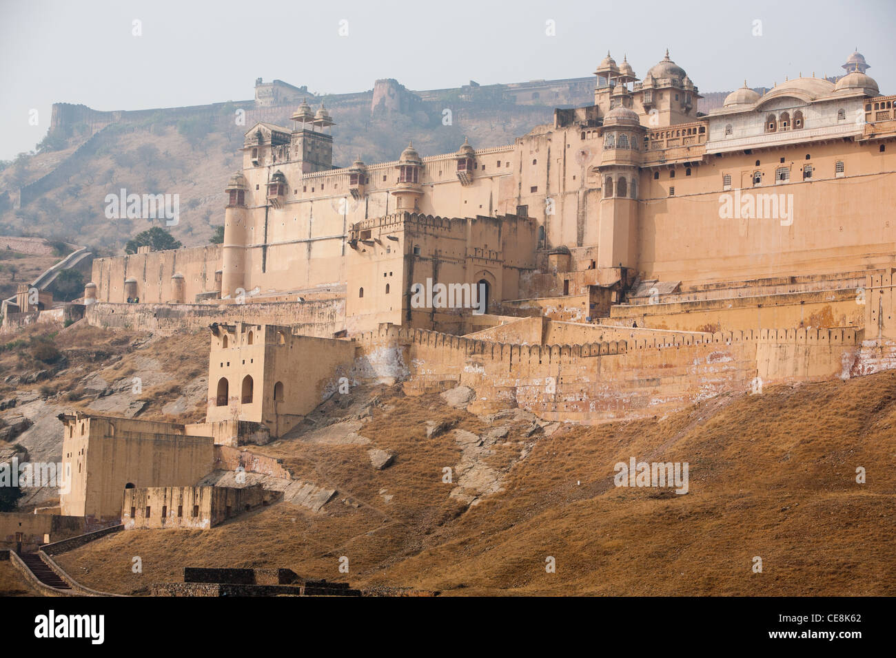 Looking towards Amber Fort, outside Jaipur, in Rajasthan, India Stock Photo