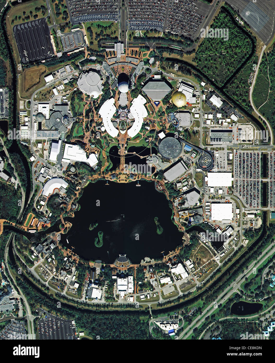 aerial photo map Epcot Center Walt Disney World Resort near Orlando Florida Stock Photo