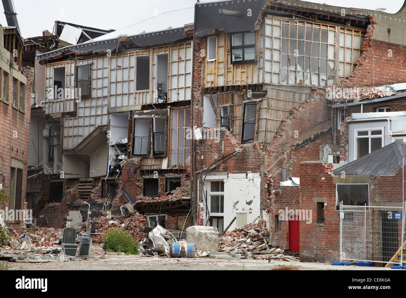 Earthquake-damaged buildings, High Street, Christchurch, Canterbury, South Island, New Zealand Stock Photo