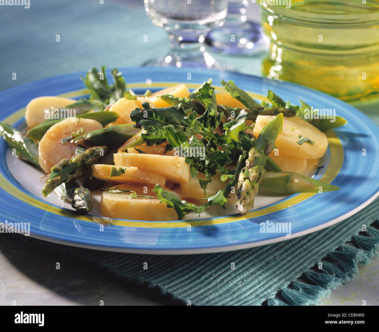 Potato - asparagus - rocket salad Stock Photo