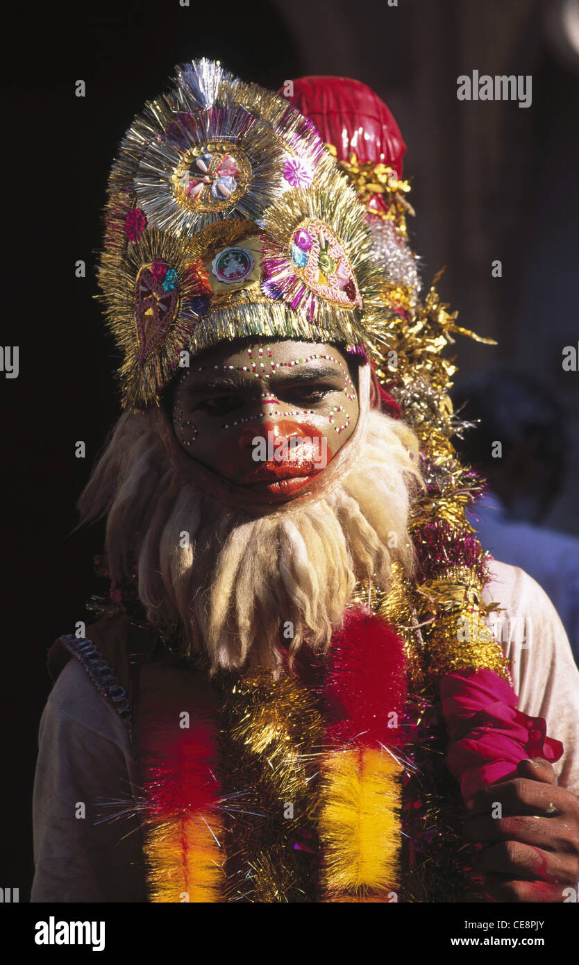 MMN 81233 : indian man dressed as monkey god Hanuman at pushkar fair rajasthan india Stock Photo