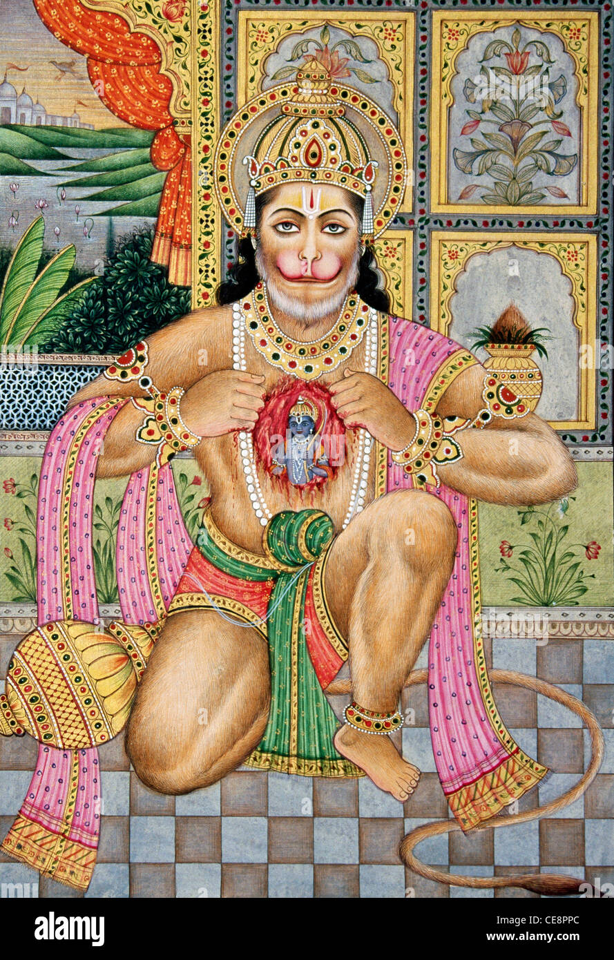 BDR80482 : Indian Monkey God Hanuman showing Lord Rama in his ...