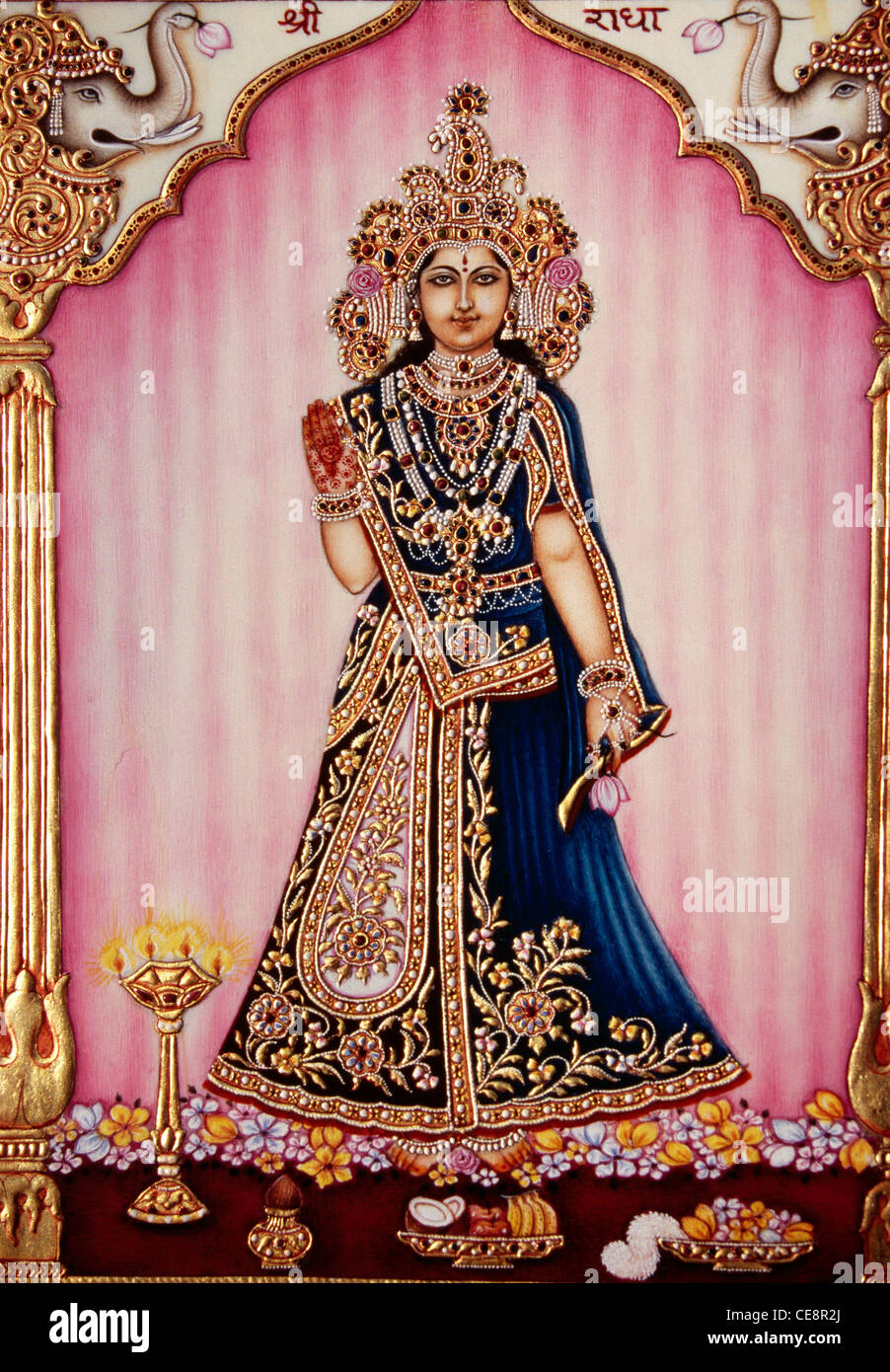 BDR 80562: Goddess Radha Miniature Painting on Ivory Stock Photo