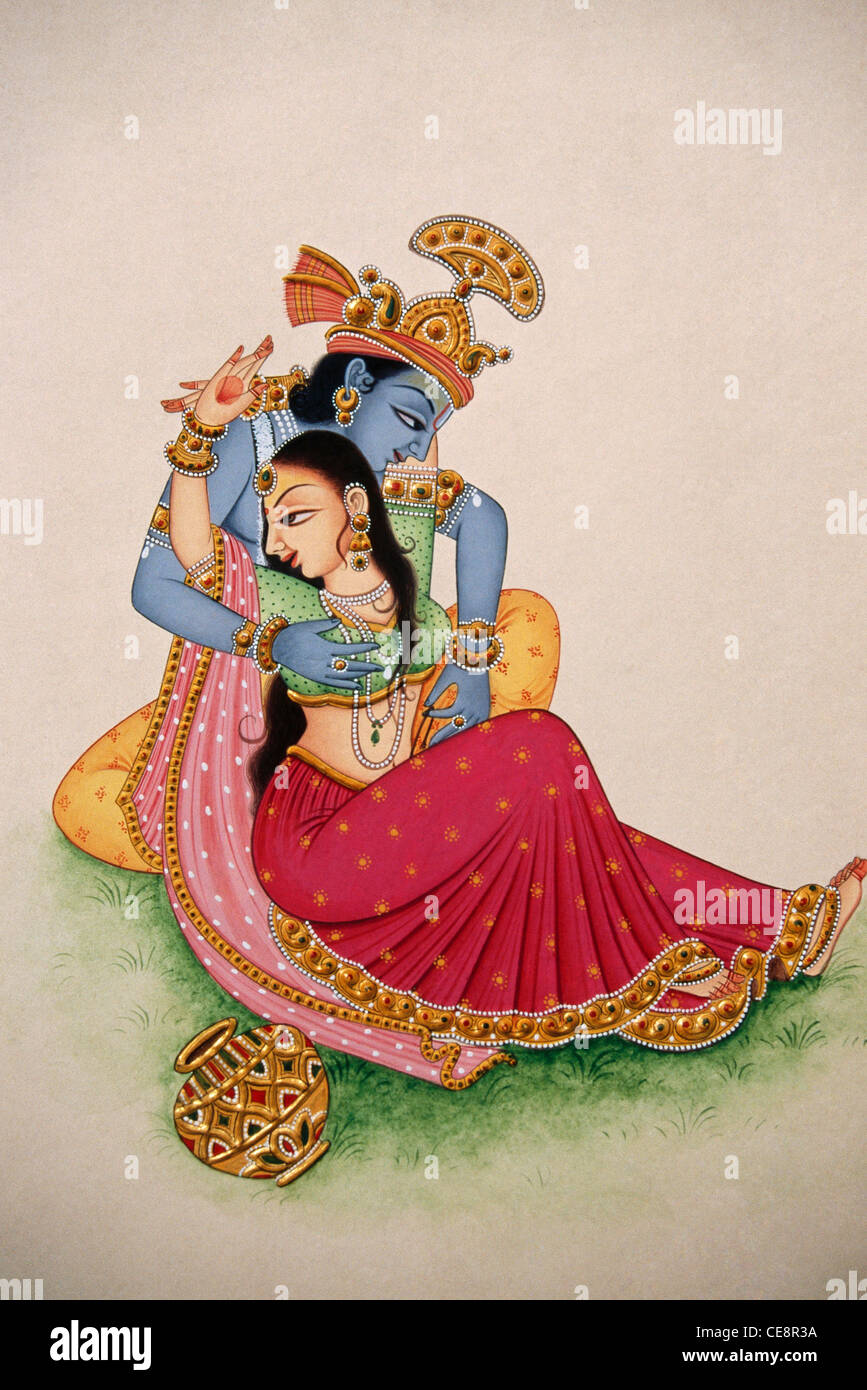Premium Photo | Digital illustration of Lord Krishna in an elegant and  graceful pose accompanied by Radha