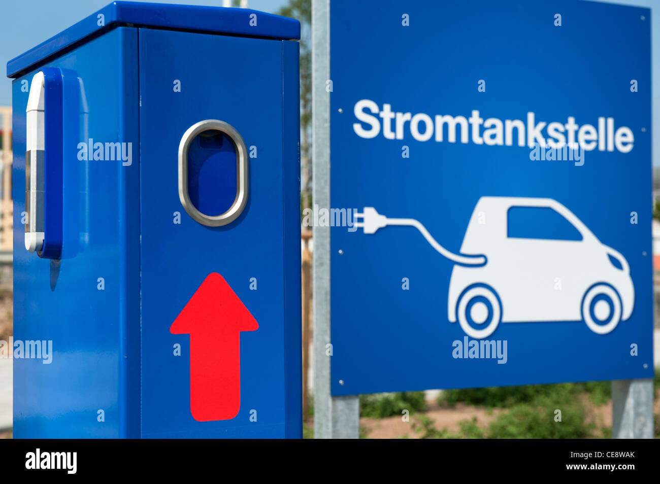 Electric vehicle charging station, Frankfurt Main, Germany Stock Photo