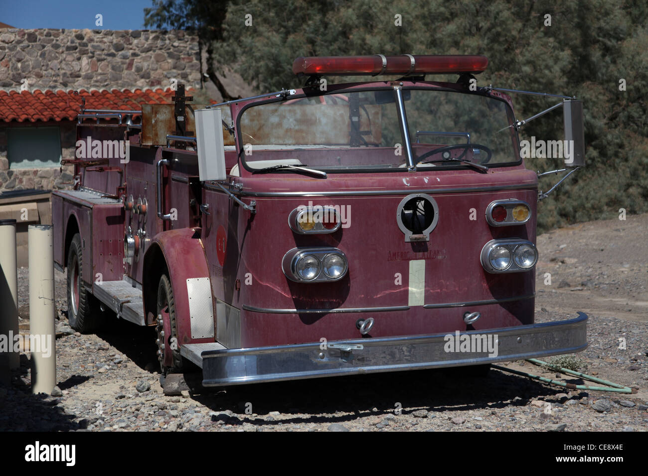 Abandoned Fire engine in death valley Stock Photo