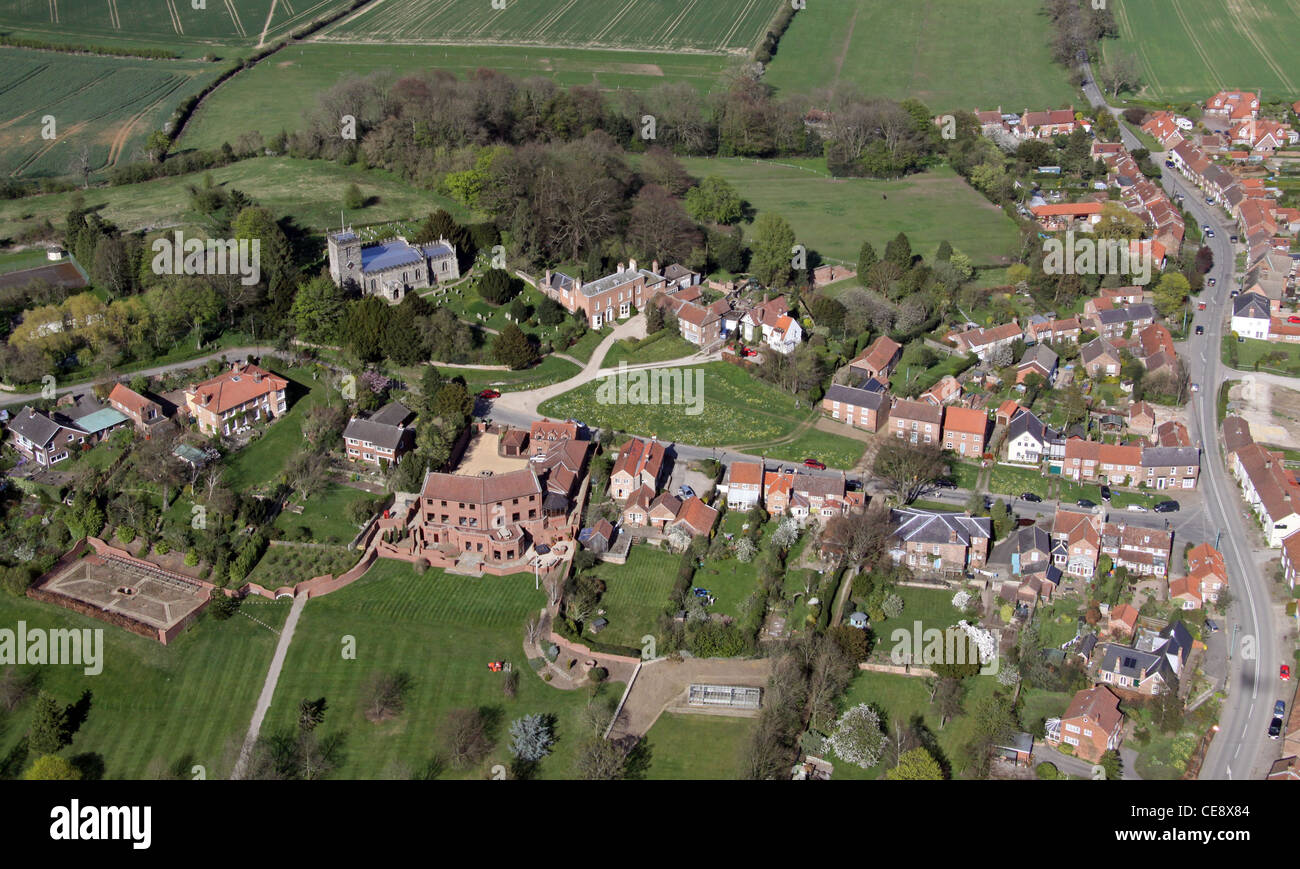 Aerial image of Crayke village, north of York Stock Photo