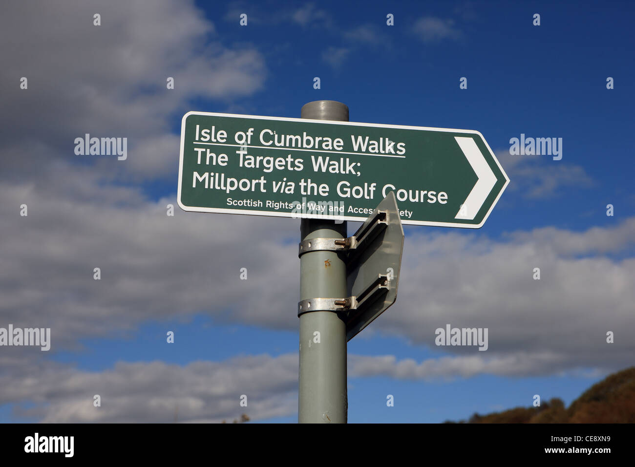 Isle of Cumbrae walks sign Stock Photo