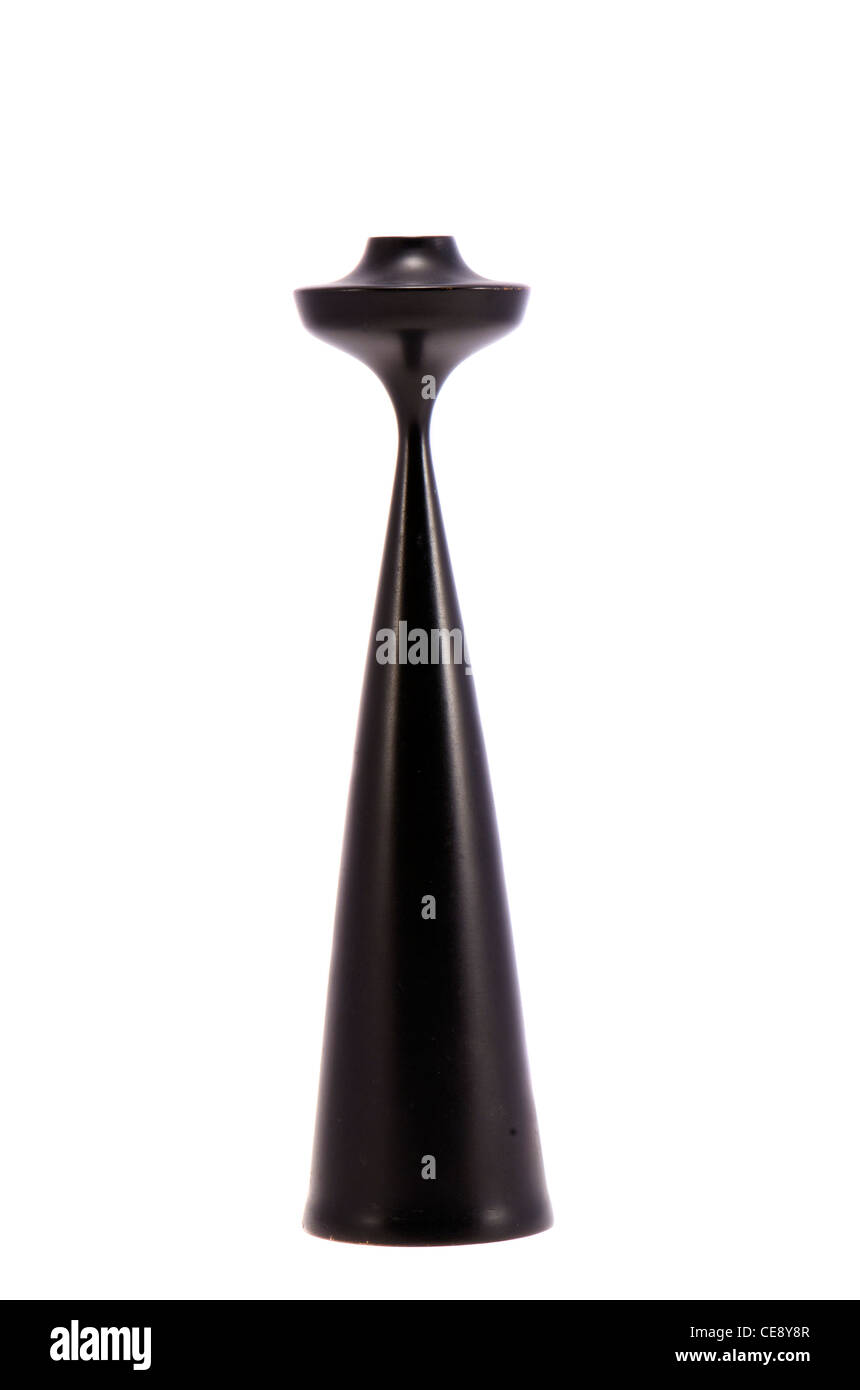 isolated on white black wooden candlestick Stock Photo Alamy