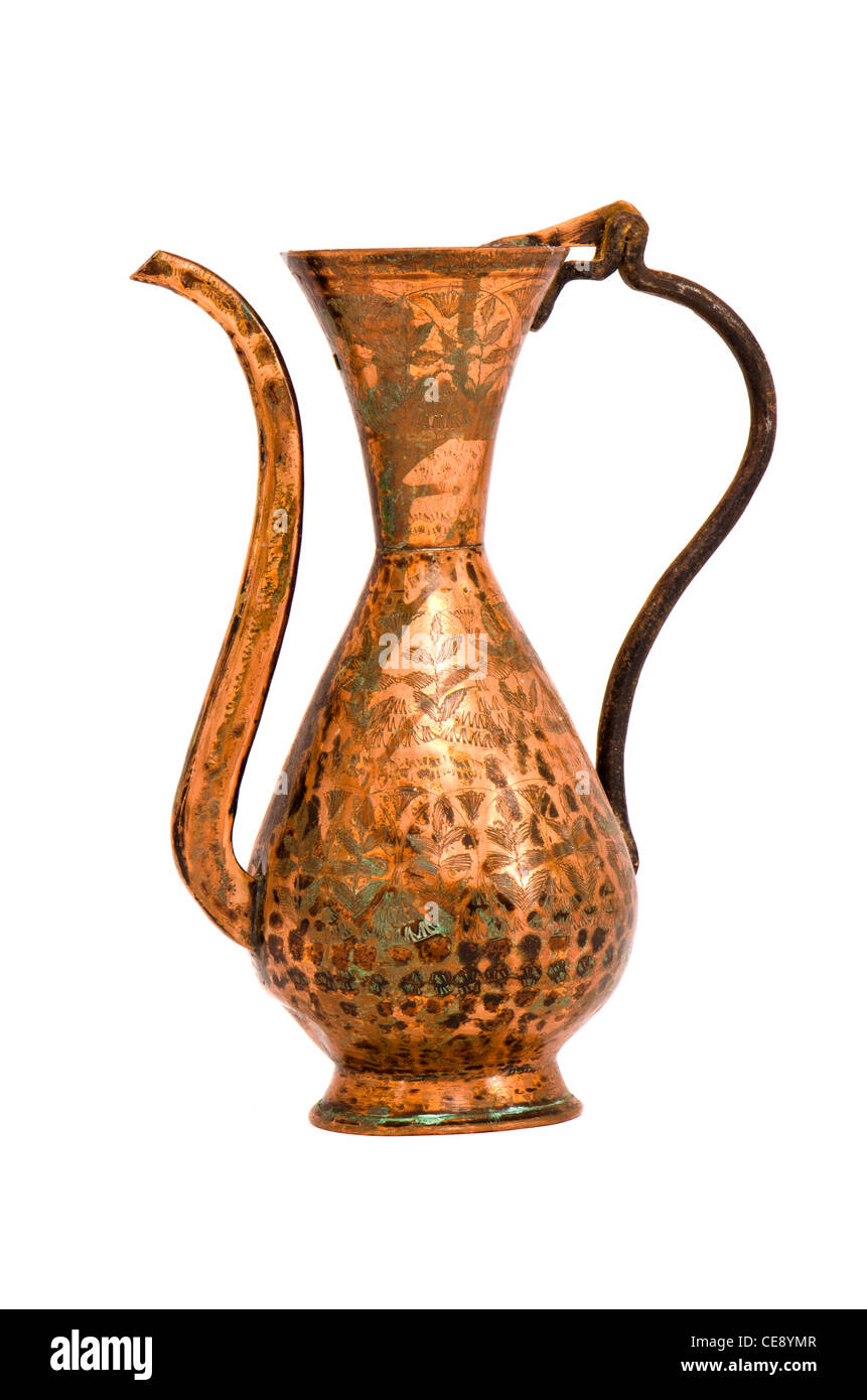 isolated on white and ornamental old copper jug Stock Photo Alamy