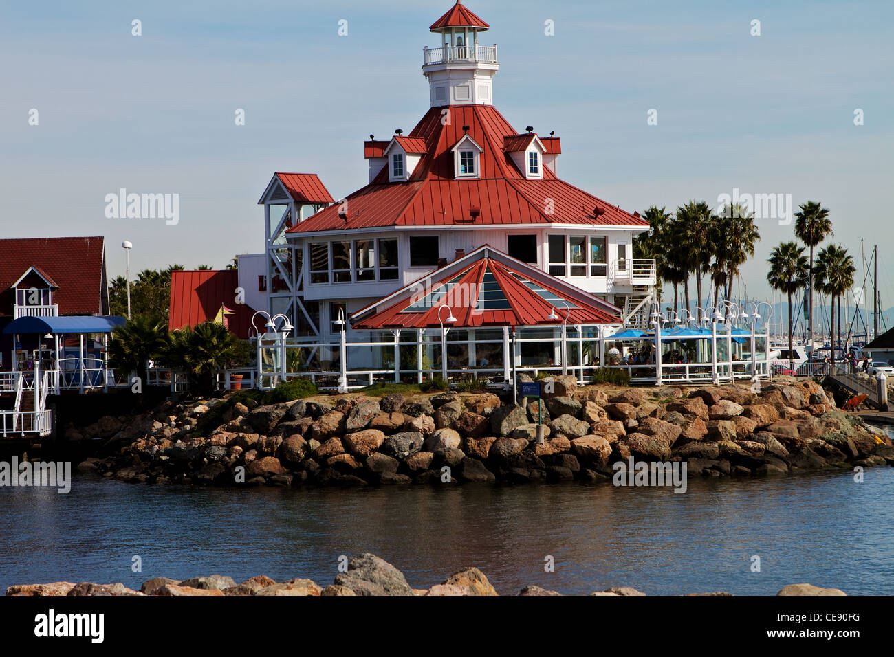Parkers lighthouse restaurant shoreline village Long Beach California Stock Photo