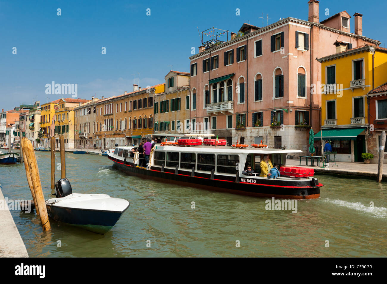 Water Buses & Taxi's in the romantic city of Venice, Italy Stock Photo